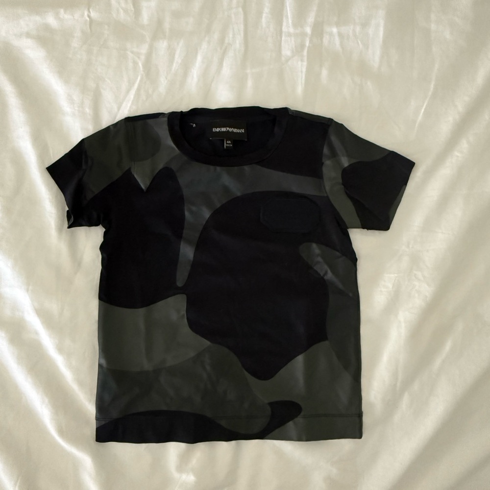 Emporio Armani Boys' Black & Olive Camo Tee